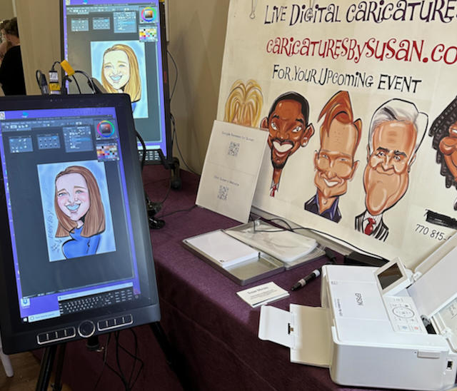 digital caricatures artist set up